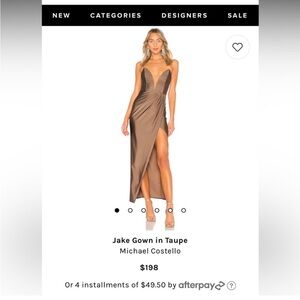 Jake Gown in Taupe
Michael Costello size Small NWT